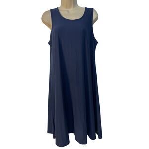 Time and Tru Casual Sleeveless‎ Crewneck Flare Midi Dress Navy Blue L(12-14)